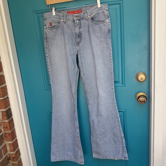 Guess Jeans Vintage Low Rise Bell Bottom Light Blue Denim Flared Leg VTG - Picture 12 of 15
